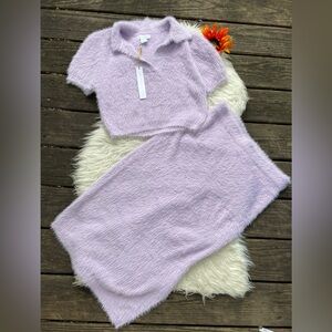NWT HOUSE OF HARLOWE GORGEOUS SOFT Lavender Fuzzy Two-Piece Set